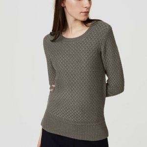 Ann Taylor LOFT Dark Green Basketweave Knit Sweate